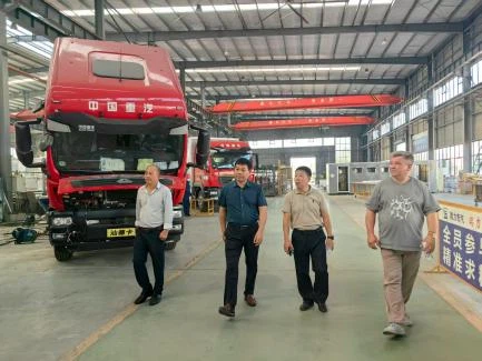 Russian customers come to inspect the dump truck
